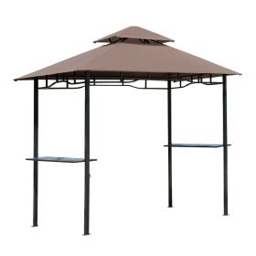 8' Patio BBQ Grill Gazebo Canopy, 2 Tier - Flame Retardant Cover, Large Storage, Stylish Utility for Outdoor Cooking