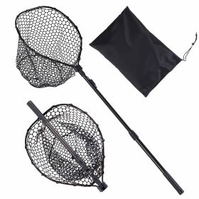 Fishing Net, Foldable Landing Nets with Telescopic Handle, Portable Lightweight and Stronger 6063 Aluminum Fish Gear, Soft Silicone Fish-Friendly