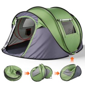 4 Person Pop Up Tent for Camping, Waterproof Instant Family Tent with Front Awning, Automatic Tent Throw Pop Up Instant Flip Pop Tent for Camping