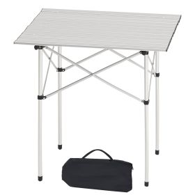 Folding Camping Table, Portable Roll Up Side Tables, Small Lightweight Aluminum Beach Table, Compact with Carry Bag, for Outdoor Cooking, Tailgat