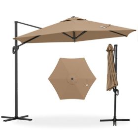 9x8.2FT Cantilever Patio Umbrella, Double-Tier Vented Offset Umbrella For Garden Pool-Brown (Option: Brown)