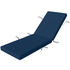 Chaise Lounge Cushion, 4" Thick Outdoor Lounge Chair Cushions with Ties for Patio, 26" x 80", Navy Blue (Option: Blue-510x440x160 mm)