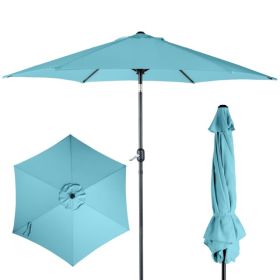9ft Patio Umbrella, Outdoor Market Umbrella With Push Button Tilt, Crank Handle, 6 Sturdy Iron Ribs, UPF Waterproof Polyester Canopy, KD Design F (Option: 26077988)