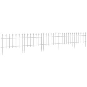 Metal Decorative Garden Fence, 9.2 x 17.25" 5 Steel Panels, Decorative Border for Landscape, Flower Bed, Animals, White (Option: White-600x490x140 mm)