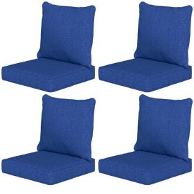 Patio Chair Cushions Set of 4 with Seat & Backrest, Fade Resistant Seat Replacement Cushion Set, Navy Blue (Option: Navy Blue-630x310x610 mm)