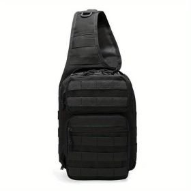 7L Large Capacity Adjustable Tactical Men's Chest Bag Outdoor Cycling Camping Waterproof Hiking Portable Waist Bag Outdoor Sports Shoulder Crossb (Color: BLACK)