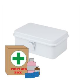 Emergency Kit Box with Buckle Lock for Household (Color: White, Type: Home Storage)