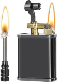 Vintage Trench Lighter, Permanent Match, Cool Pipe Lighter, Unique Metal Lighters, Antique Kerosene Lighters Fluid Refillable (Color: BLACK)