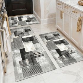 Three-piece kitchen rug set, non-slip and washable, abstract pattern kitchen hallway rug, soft and comfortable, suitable for sinks, floors, entra (title: default title)