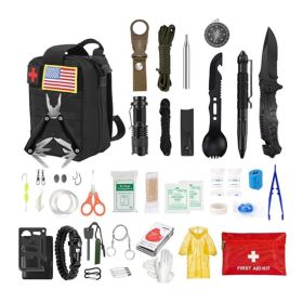 Emergency Survival Kit for Camping Hiking Adventures (Color: BLACK, Type: Survival Kit)