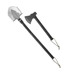 Folding Multitool Camping Survival Shovel for Outdoor Hiking (Color: BLACK, Type: 16 in 1)